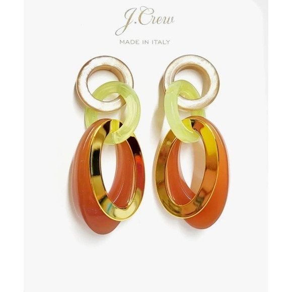 New J.Crew Made-in-Italy Acetate Interlocking Oval Dried Blossom Earrings - Picture 3 of 9